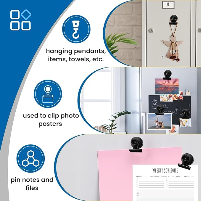 DIYMAG Magnetic Clips 60 Pack Fridge Magnets Paper Clips for Hanging Photo Heavy Duty Holder Party Graduation Collage Picture Display DIY Clip for Refrigerator Whiteboard Office Classroom Black