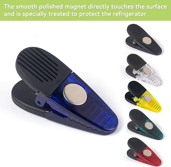 3-1/4" Length Plastic Refrigerator Magnet Clips Set, Multipurpose Clips - Set of 6 (Blue)