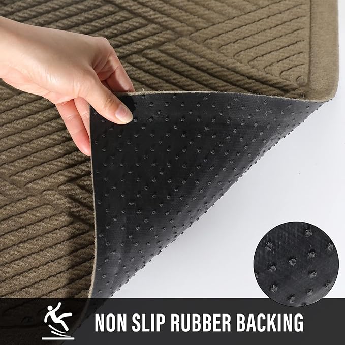 Sturdy Front Door Mat, Absorbent Muddy Dirt Resist Welcome Door Mats Outdoor Indoor, Stain and Fade Resistant, Non-Slip Rubber Backing Low Profile Doormat for Entryway, 36×24, Beige