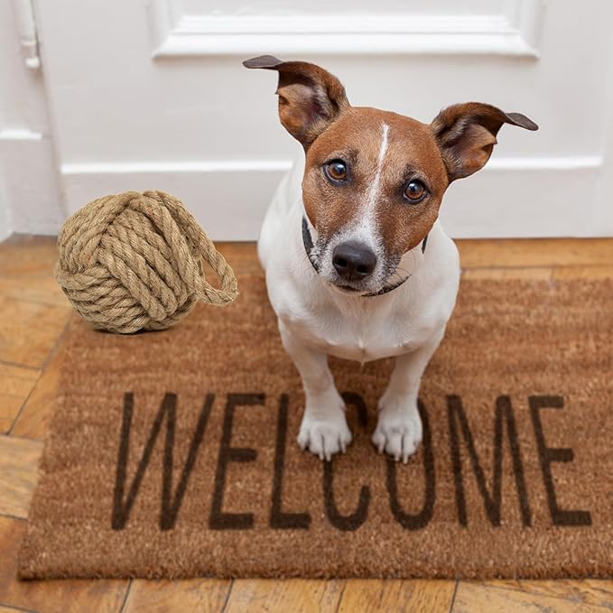Decorative Door Stoppers Rope Knot Nautical Weighted Decorative Door Stop, Heavy Duty Doorstopper Cute Doorstop for Window Wedge, Bookend 5.9 inch (Natural Jute)