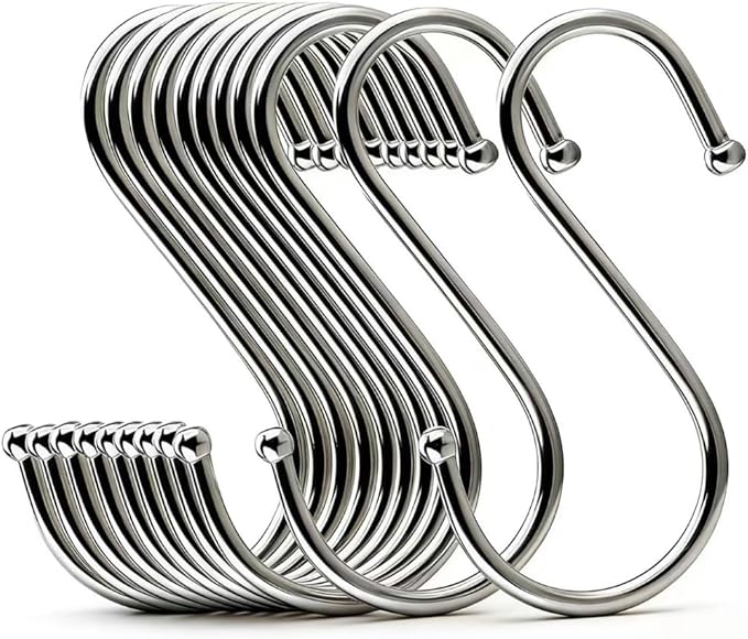 10 Pcs Heavy Duty 4.7 Inches Extra Large S Shape Hooks Heavy-Duty Metal Hanging Hooks Apply Kitchenware Bathroom Utensils Plants Towels Gardening Multiple uses Tools (Silver)