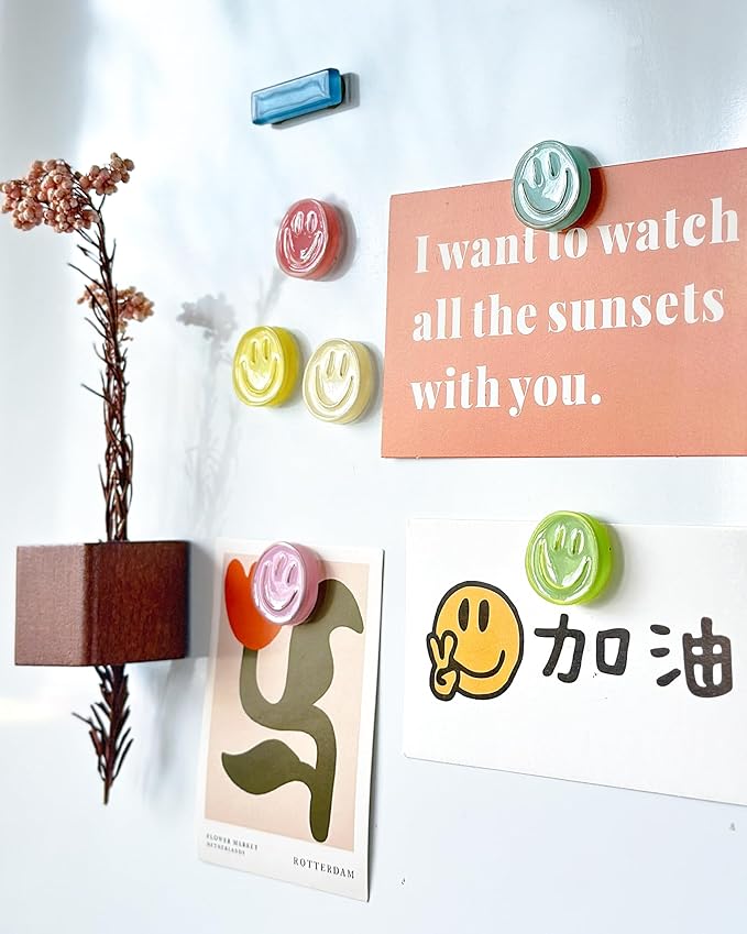 KEYDUACU 12 Pcs Cute Fridge Magnets,Locker Magnets,Decorative Magnets,Adult Magnets,Office Magnets (12 Pcs - Jelly Colors)