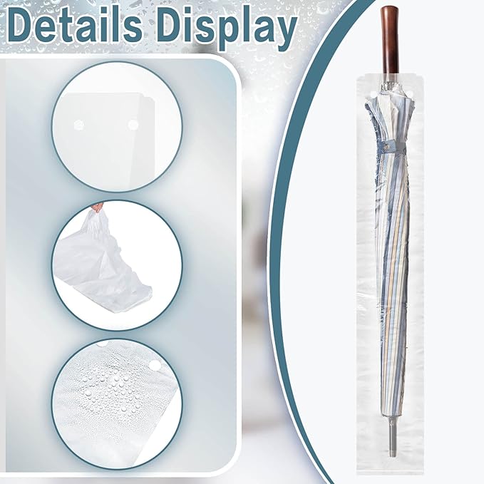 500 Pcs Clear Disposable Wet Umbrella Rain Bags Heavy Duty Umbrella Sleeve Big Covers for Wet Umbrellas Keep Church Lobby Floors Dry