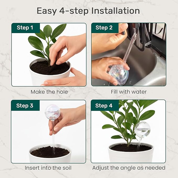 Little Green Leaf Automatic Plant Watering Globes Self Watering Planter Inserts (Set of 6) | Hands-Free Multicolor Glass Bulbs | Planter Spikes to Support Indoor & Outdoor Plant Health (350ml)