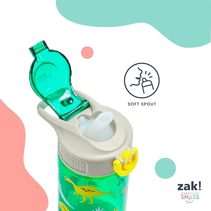 Zak Designs Disney Winnie the Pooh Sage Kids Water Bottle For School or Travel, 16oz Durable Plastic Water Bottle With Straw, Handle, and Leak-Proof, Pop-Up Spout Cover (Winnie the Pooh & Friends)