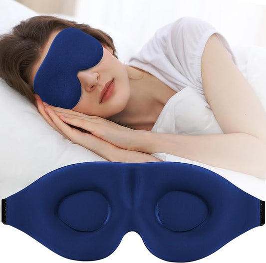ZGGCD Sleep Mask for Side Sleeper, Light Blocking Sleeping Eye Mask for Women Men, 3D Contoured Cup Night Blindfold, Luxury Eye Cover Eyeshade with Adjustable Strap for Travel, Nap, Blue