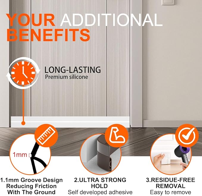 Door Draft Stopper for Bottom of Door, Adjustable Weather Stripping Door Seal for Cold Insulation, Under Door Sweep for Exterior & Interior Doors, Door Bottom Seal Blocker Noise (78inch, White)