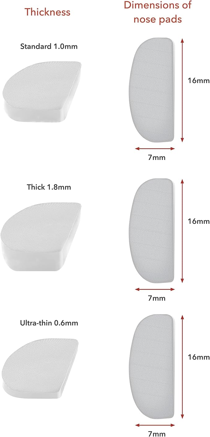 Setex Gecko Grip 1.8mm Thick Anti-Slip Eyeglass Nose Pads, (Bulk Pack 15 Clear Pair) USA Made, 2500 Innovative Microstructured Fibers per Nose Pad, 1.8mm x 7mm x 16mm