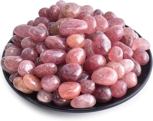 Polished Strawberry Quartz Crystals - 72 pcs Handpicked Tumbled Gemstones Rocks, Pebbles for Reiki, Chakra, Healing, Home Decor