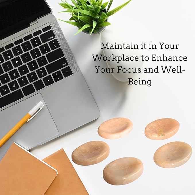 Peach Moonstone Worry Stones – Crystal Thumb Worry Stone for Anguish, Stress – Relaxing and Soothing Balance Stones for Meditation, Stress Relief – Healing Stones and Crystals for Men and Women