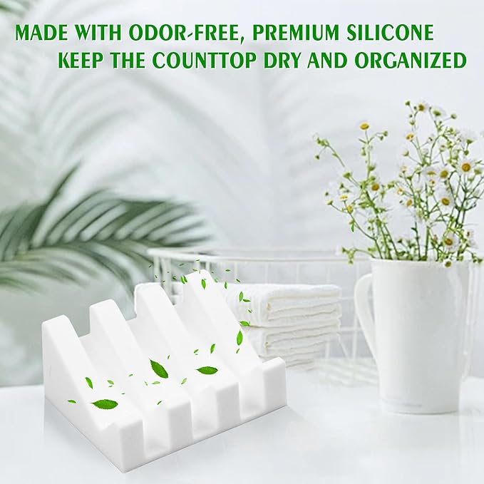 Self-Draining Soap Dish, Silicone Suction Cup Soap Holder, Bathroom Soap Dish for Bar Soap, Extends Soap Life, for Bathroom, Bathtub, Kitchen Sink, White - 2 Pack