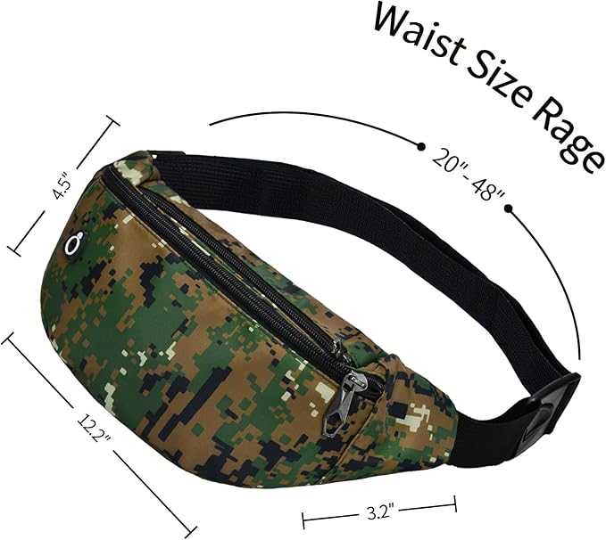 Fanny Packs for Men and Women, Waterproof Sports Waist Pack Bag for Travel Hiking Running Hands-free
