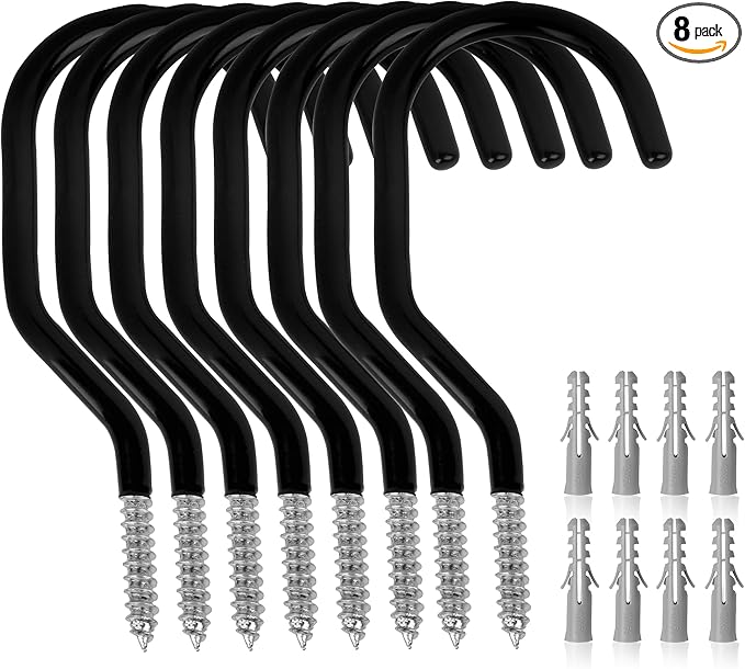 GURADESIGN 8-Pack Heavy Duty Bike Hook, Loading Capacity 100 LBS, 6 inch, Bike Hooks for Garage Wall and Garage Ceiling