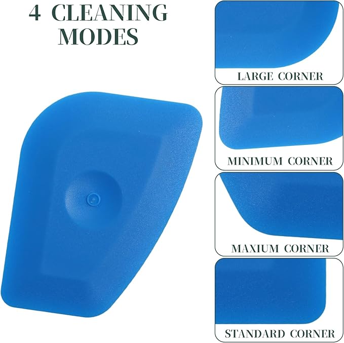 Pan Scraper Tool 5 Pack Plastic Pots Scraper Dish Scrapers for Cast Iron Food Scrapers Tool Non-Scratch Plastic Bowl Scraperes for Cleaning Grease Burnt Food （Blue)