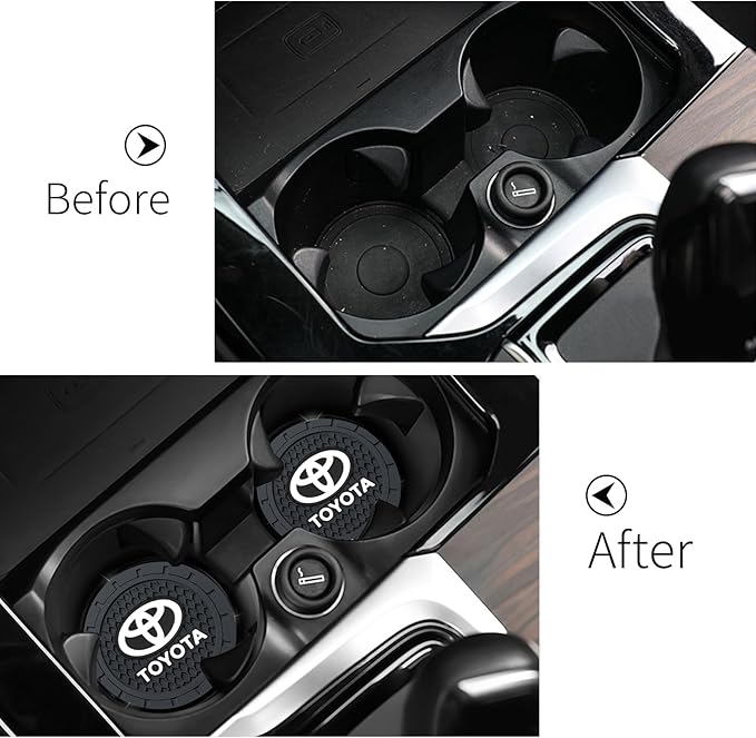 Car Cup Holder Coaster for Toyota Sport Recessed Silicone Cupholder Coaster Interior Accessories 2.75in 2Pack Black