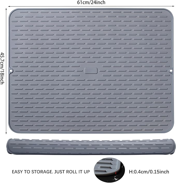 To encounter Silicone Dish Drying Mat - Extral Large 24" x 18" - Set of 2 Flexible Rubber Drying Mat, Heat Resistant Silicone Trivet, Countertop Mat, Dish Draining Mat, Sink Mat