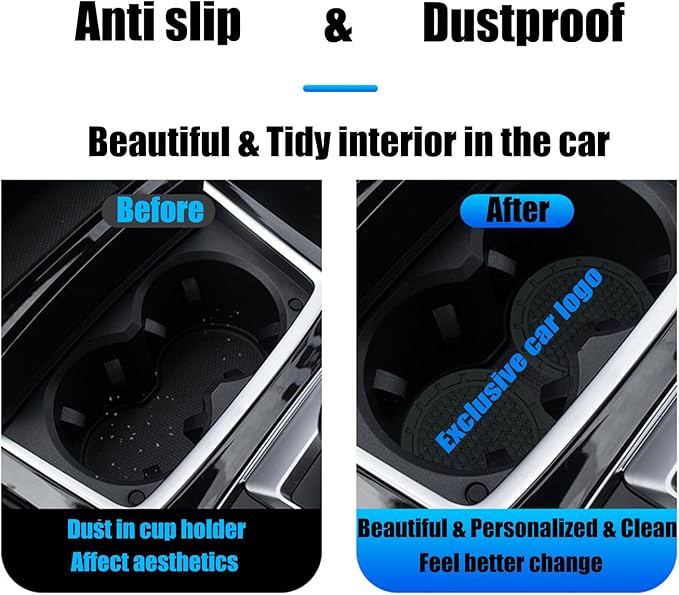 Car Cup Holder Coasters Compatible with Mazda Series Interior Accessories,Recessed Silicone Anti Slip Cup Holder Coaster Interior Accessories 2.75in 2Pack (Black)