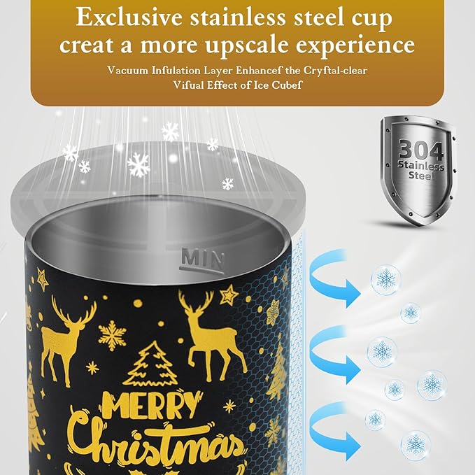 Clear Ice Cube Maker with Whiskey Glasses & Luxury Box - 2.5" Ball - Crystal Clear Ball Ice Cube Tray for Whiskey, Perfect Christmas/Bourbon Gifts for Mens/Dad/Husband/Him/Grandpa