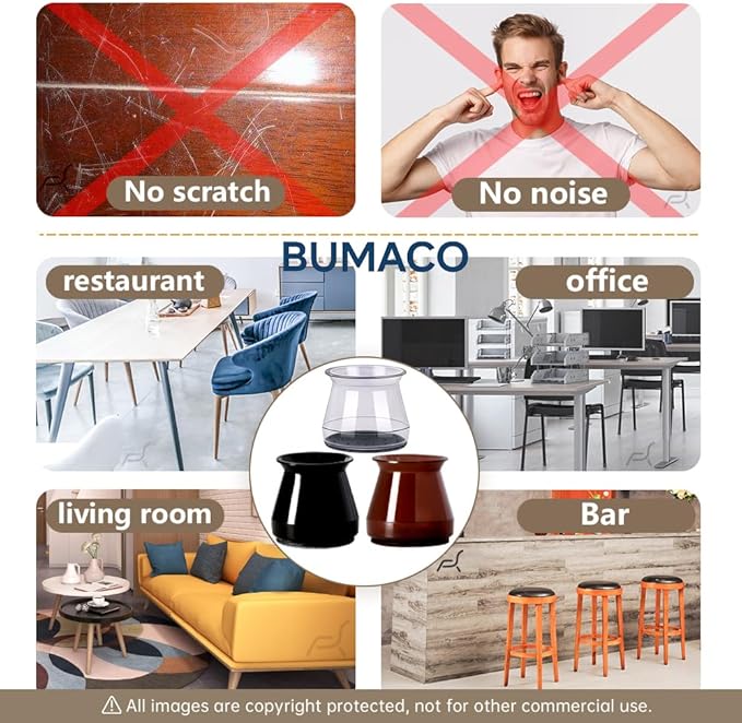 BUMACO 40Pcs Chair Leg Floor Protectors Chair Leg Protectors for Hardwood Floors Silicone Pads Covers to Protect Floors Clear Universal S (15/16" to 1-5/16")