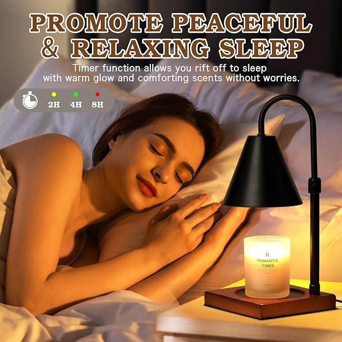 Modern Candle Warmer Lamp 2 Pack, Dimmable Candle Lamp Warmer with Timer, for Women Who Have Everything,Gifts for Mom,Adjustable Men's Candle Lamp, Cozy Living Room Bedroom Decor,Black