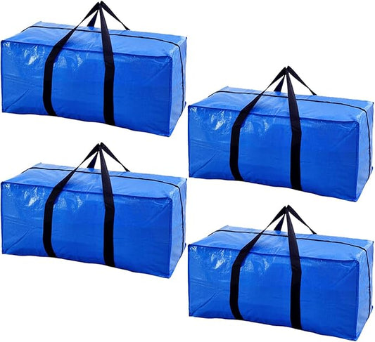 Extra Large Moving Bags with Strong Zippers & Carrying Handles, Storage Bags Storage Totes for Clothes, Moving Supplies, Space Saving Oversized Storage Bag Organizer for Moving, Traveling (4 Pack)