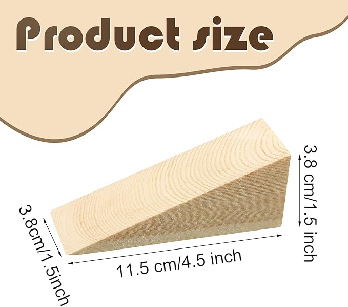 6 Pcs Wooden Door Stopper Wedge Non Slip Firefighter Wood Door Stopper Wedge for Most Surfaces Solid Block