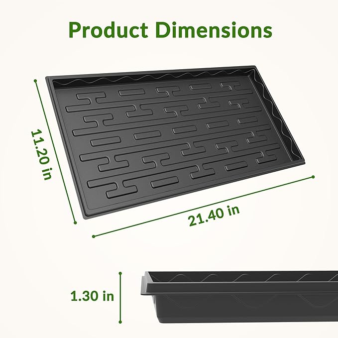 Gardzen 10-Pack 1020 Growing Trays, Reusable Plant Grow Trays, Ideal for Seed Starting, Microgreens, Indoor Gardening, and Greenhouse Plant Nurseries