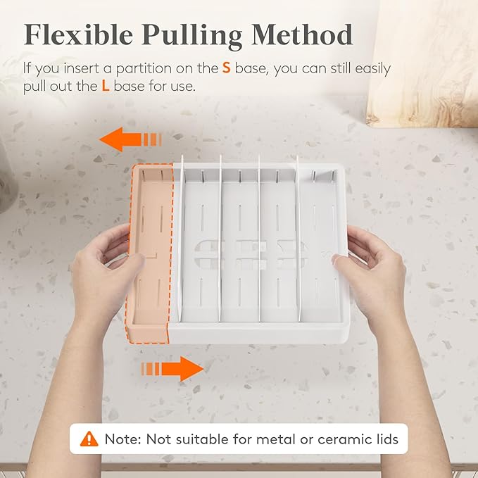 Lifewit Kitchen Cabinet Organizer for Food Container Lids, Large 9.8-17" Expandable Lids Holder with 8 Adjustable Dividers & 9 Sections for Pantry Organizers and Storage, Home Drawer Organization