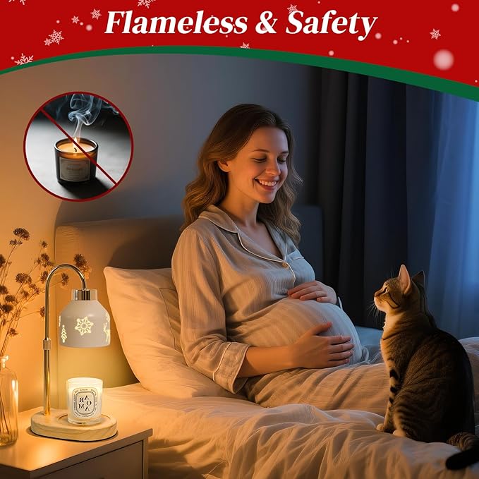 Seniny Christmas Candle Warmer Lamp with Timer, Adjustable Height Dimmable Lamp Candle Warmer for Jar Candles, Electric Warming Light, Home Decor Flameless Wax Melter Lamps, Birthday Gifts for Women