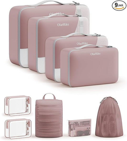 9 Set Packing Cubes for Travel, Gifts for Women Mom,Anti-Tearing Suitcase Organizer,OlarHike Vacation Essentials & Accessories for Cruise Ship