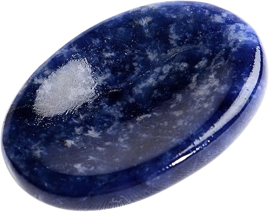 Sodalite Worry Stones – Crystal Thumb Worry Stone for Anguish, Stress – Relaxing and Soothing Balance Stones for Meditation, Stress Relief – Healing Stones and Crystals for Men and Women