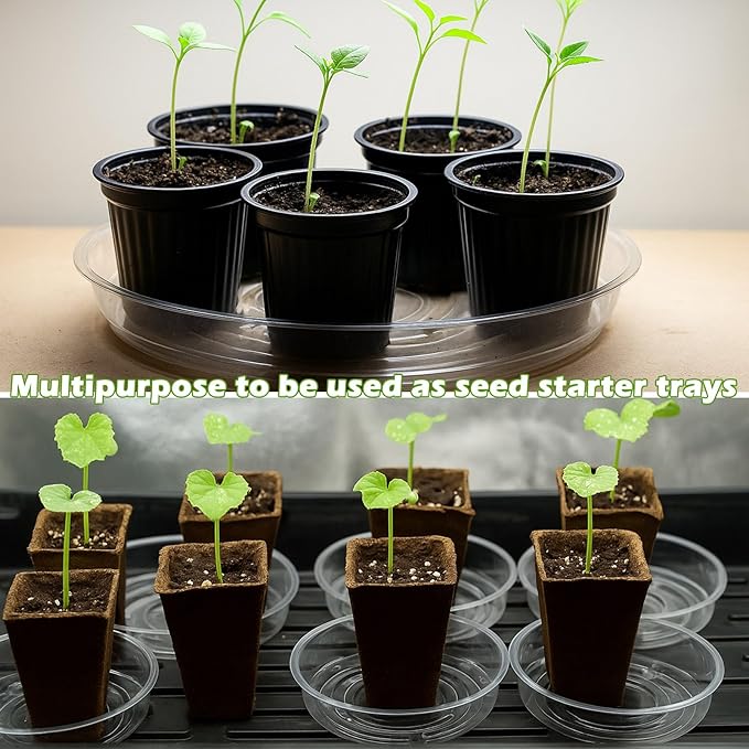 30 Packs 18" Extra-Large Clear Plant Saucers for Indoor Outdoor Use, Heavy Duty Plastic Plant Trays for Planters, Bulk Flower Pot Drip Trays to Catch Water, 4 to 20 Inch