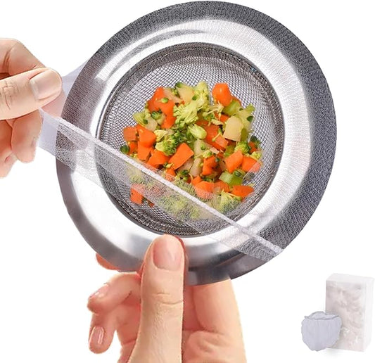 300 PCS Disposable Mesh Sink Strainer Bags, Ultra-Fine Elastic Drain Covers for Kitchen Sink, Catches Sourdough & Coffee Grounds, Anti-Clogging Kitchen Must-Haves (4 inch)