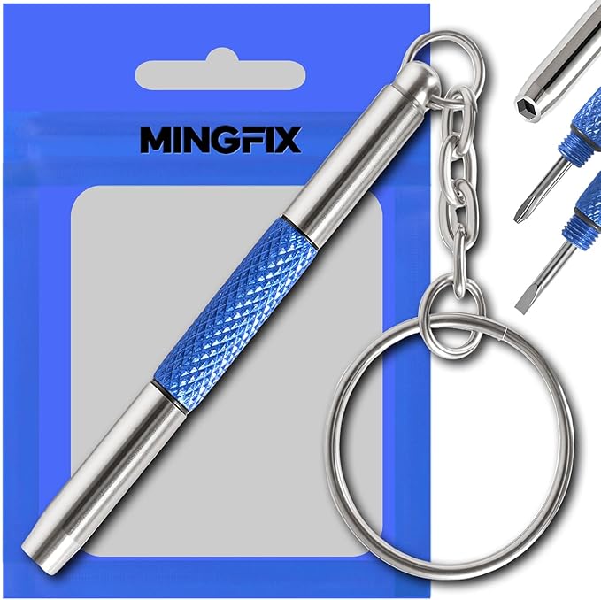 Eyeglass Keychain Screwdriver Repair Kit,MINGFIX 3 in 1 Eye Glasses Tightening Tools Set with Small Phillips,Flathead,Nut Driver Bit for Sunglasses,Eyeglasses and Others