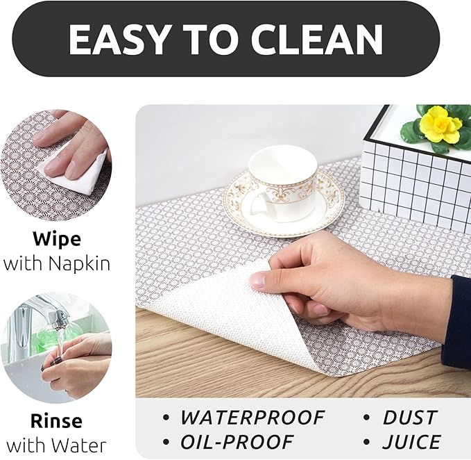 RAY STAR 18X96 Inch Shelf Liner for Kitchen Cabinets, Non-Adhesive Washable Cabinet Liner, PVC Non-Slip Drawer Liner for Dresser Bathroom (Circle) (2 Rolls)
