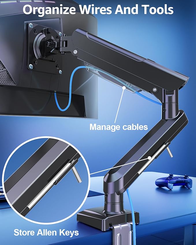 Single Monitor Mount for 32 27 24 22 inch Screen, Monitor Arm Holds 4.4-22 lbs, Monitor Desk Mount, Gaming & Home Office Use, VESA 75x75mm & 100x100mm, Freelift Pro Black
