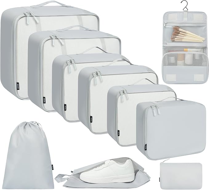 BAGAIL 6-Piece/8-Piece/10-Piece Packing Cube Set, Various Sizes Packing Organizer for Travel Accessories, Luggage, Carry-On Suitcase