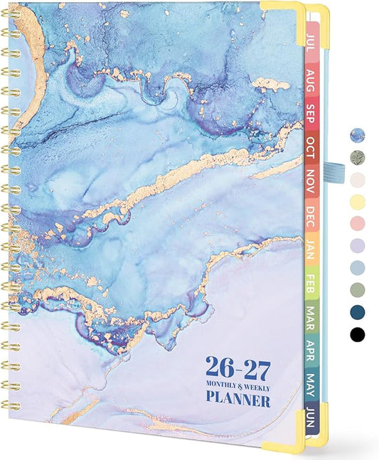 Forvencer Academic Planner 2026-2027, July 2026-June 2027 Weekly & Monthly Hardcover Calendar Planner, 8.5" X 11", Daily Agenda Book, School Office Notebook College Teacher Organizer A4, Marble Style