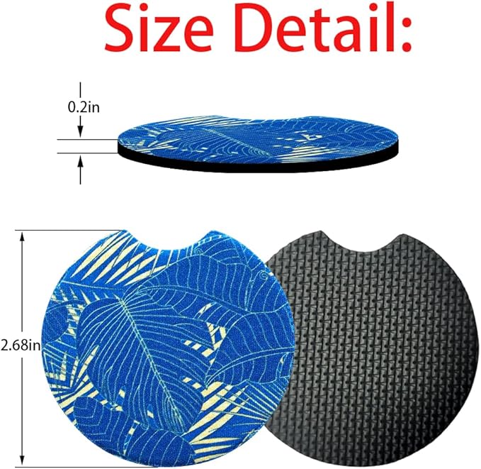 Moly Magnolia 2 Pack Car Coasters for Drinks Absorbent - 2.75 Inch Cute Car Cup Holder Coasters for Women, Removable Cup Holder Coaster for Women Girls, Car Interior Accessories (Style B)