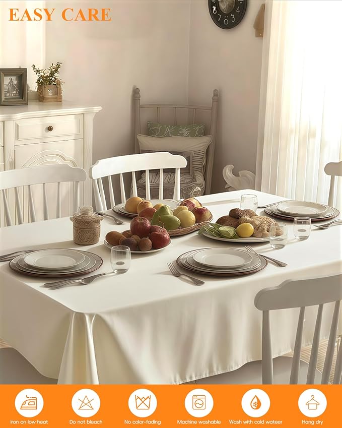 Goodluck 6 Pack Ivory Tablecloth 90 x 132 Inch – Rectangular Polyester Table Cloth, 6-8 Ft Tables – Reusable, Machine Washable Cover for Wedding, Birthday, Party Banquet and Event Decoration