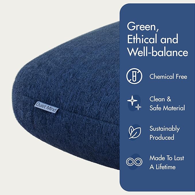 Quiet Mind Weighted Pillow for Adults 6 Lbs - Get Better Sleep - Sustainably Made and Chemical Free - Machine Washable (Small, Blueberry)
