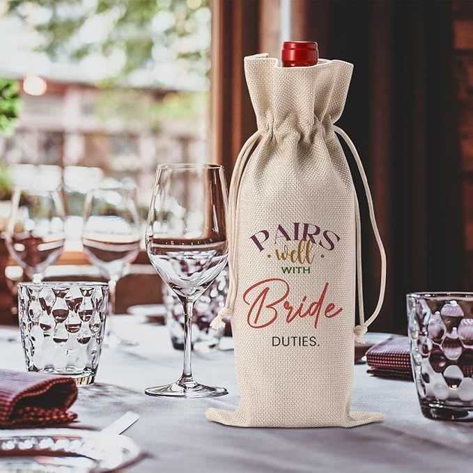 FBCCZEY Bridal Shower Wedding Gifts Wine Bag for Bride To Be Gifts Bridal Shower Party Favors WineBags Pairs Well with Bride Duties Wine Bottle Bag
