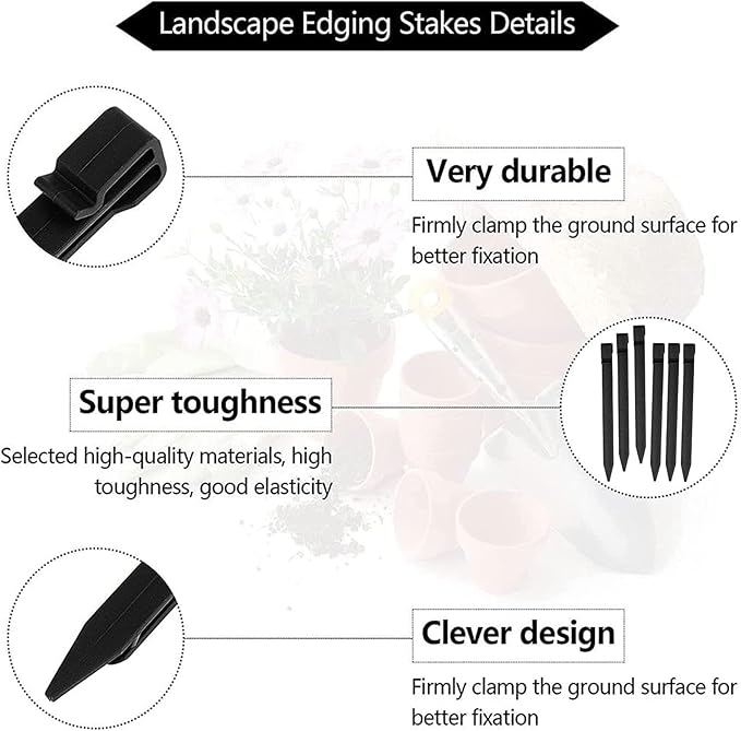 50 PCS Plastic Landscape Stakes, 10Inch Plant Support Lawn Stake Heavy Duty for Landscaping and Garden
