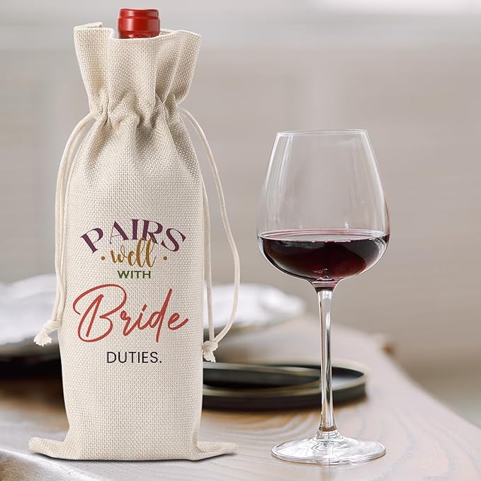 FBCCZEY Bridal Shower Wedding Gifts Wine Bag for Bride To Be Gifts Bridal Shower Party Favors WineBags Pairs Well with Bride Duties Wine Bottle Bag