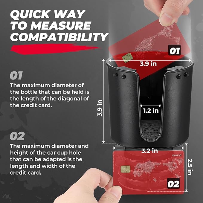 KEMIMOTO Universal Cup Holder Expander - Fits Hydro Flask, Yeti, 18-40oz 3.0in-3.8in Diameter Bottles - fit 3.2in Diameter Cup Holder for Car, RV, Truck, UTV, Golf Cart