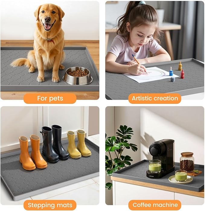 Jin&Bao Waterproof Under Sink Mat 28" x 22", Thick Silicone Mat Cabinet Protector for Kitchen and Bathroom, Shelf Liner, Home Organizer and Storage, Multipurpose Tray for Gadgets and Essentials