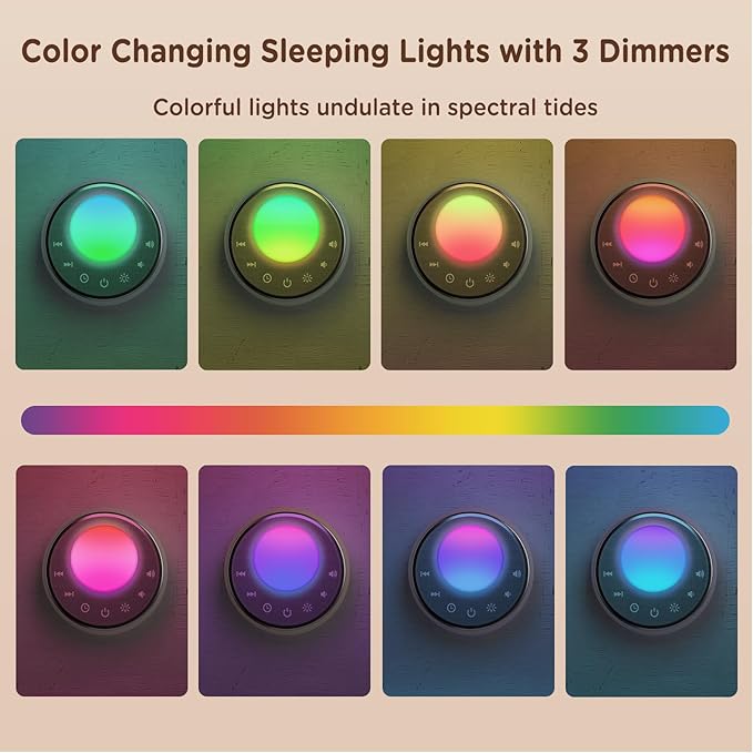 Peakeep White Noise Portable Sound Machine Sleeping Light for Adults Baby, Loud Clear Speaker, 25 Hours Continuous Audio 27 Noise Fan Nature No-looping Sounds, 30 Volume, Battery Operated