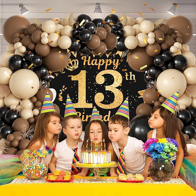 MEBAY Black Brown Nude Balloon Garland Arch Kit, 155Pcs Latex Balloons Different Size 18 12 10 5 inch for Boy First Rodeo, Wild West Country Birthday, Farm Fiesta Party Decorations