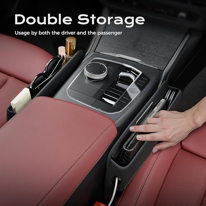 Coverado Universal Car Seat Gap Filler Organizer, Premium Suede Leather Car Seat Side Gap Filler, Seat Gap Storage Box for SUV Truck, Car Interior Accessories