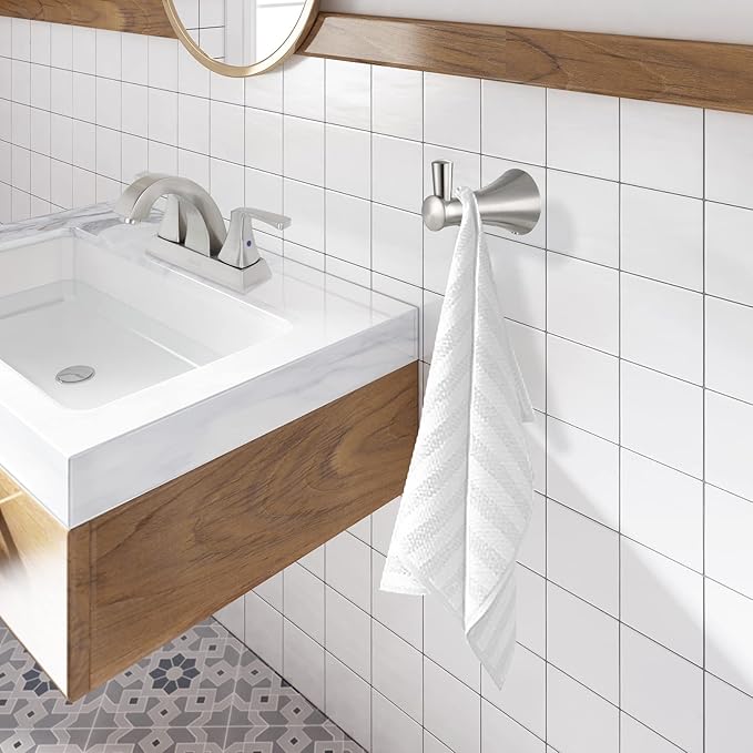 PARLOS Brass Single Robe Hook Towel Coat Hanger for Bathroom Kitchen Garage Wall Mounted with Screws, Brushed Nickel